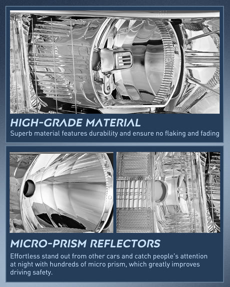 Nilight Headlight Assembly Compatible with 2007 2008 2009 2010 2011 2012 2013 Silverado 1500 2014 2500HD 3500HD Replacement Chrome Housing Clear Reflector