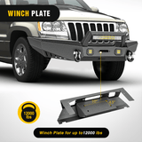 Front Bumper 1999 2000 2001 2002 2003 2004 Jeep Grand Cherokee WJ Front Bumper Winch Plate Offroad 120W Light Bar 18W Light Pods