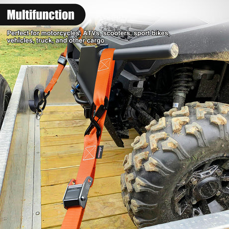 Nilight Motorcycle Tie Down Straps 1.5Inch×8Inch Heavy Duty Cambuckle with Soft Loops Safety S-Hooks 3084Lbs Break Strength for Securing Dirtbikes ATV UTV