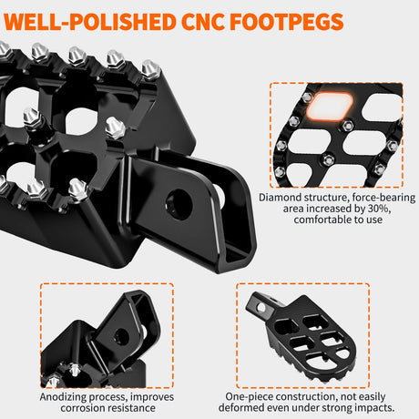 Nilight Motorcycle Foot Pegs Dirt Bike Footpegs Fit for Kawasaki KLX110 2002-2023 KLX110L 2010-2023 KX60 1998-2003 CNC Foot Pegs for Motorcycles Heavy Duty Aluminum Alloy Foot Rests, Black