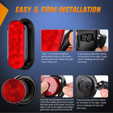 Nilight LED Trailer Light Kit 6 Inch Oval Stop Turn Taillight 2 Inches Round Red Amber Side Marker Lights 9 LED ID Bar for 12V RV Camper Caravan Truck Bus Boat