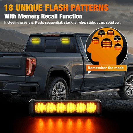 Nilight 12LED Emergency Strobe Traffic Advisor Light Bar 2 in 1 Amber Dash Warning Safety Flashing Lights Front/Rear Windshield Construction Lights for Trucks Cars Plow Police Firefighter Vehicles