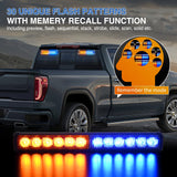 Nilight 24LED Emergency Strobe Traffic Advisor Light Bar 2 in 1 Amber Blue Dash Warning Safety Flashing Lights Front/Rear Windshield Construction Lights for Trucks Cars Plow Police Vehicles