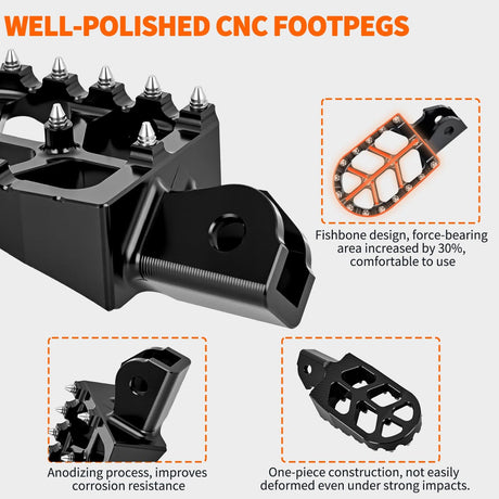 Nilight Motorcycle Foot Pegs Dirt Bike Footpegs Fit for Surron Light Bee X/S E Ride Pro SS CRF150F CRF230F CRF250F X160 X260 KDX200 XR125L XR150L Heavy Duty CNC Foot Rests Pegs Pedal w Springs, Black