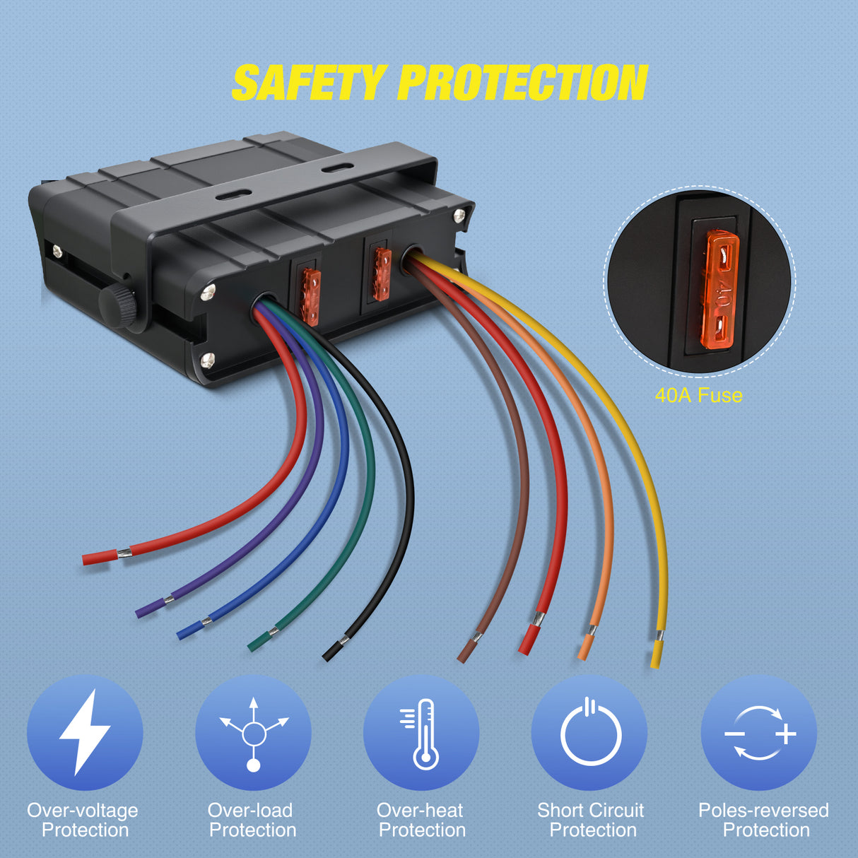 Rocker Switch 6 Gang Rocker Switch Box Waterproof SPST Toggle Panel Blue LED 12V 24V 20A 60Amp Max for Automotive Cars Vehicles Boats RVs Campers SUVs