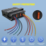 Rocker Switch 6 Gang Rocker Switch Box Waterproof SPST Toggle Panel Blue LED 12V 24V 20A 60Amp Max for Automotive Cars Vehicles Boats RVs Campers SUVs