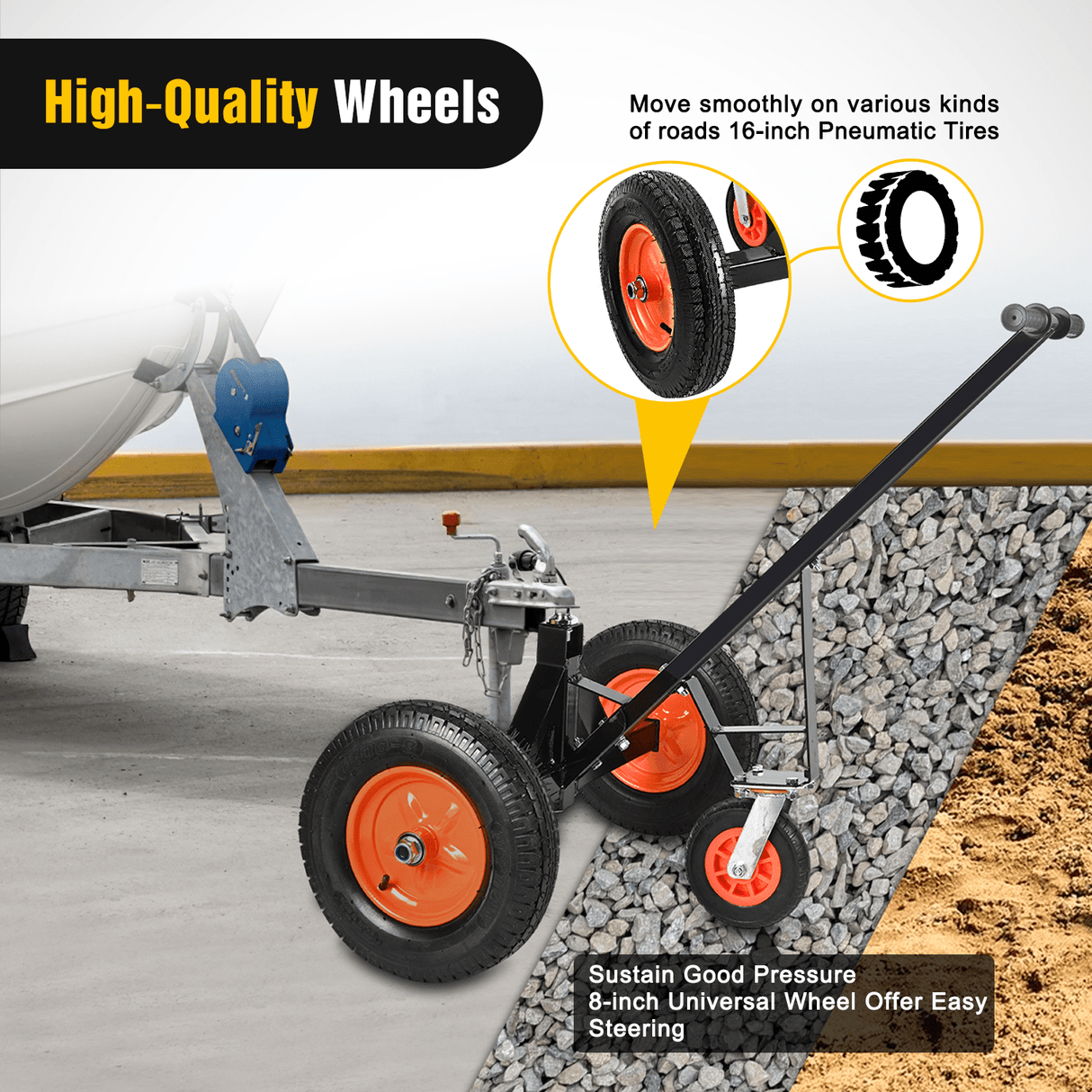 Trailer Dolly Trailer Dolly 1000LBS Tongue Weight Capacity With 19.25Inch-26Inch Height Adjustable, 2 Inch Ball, 16 Inch Tires For RV, Boat, Jet Ski, Car, Car Accessories