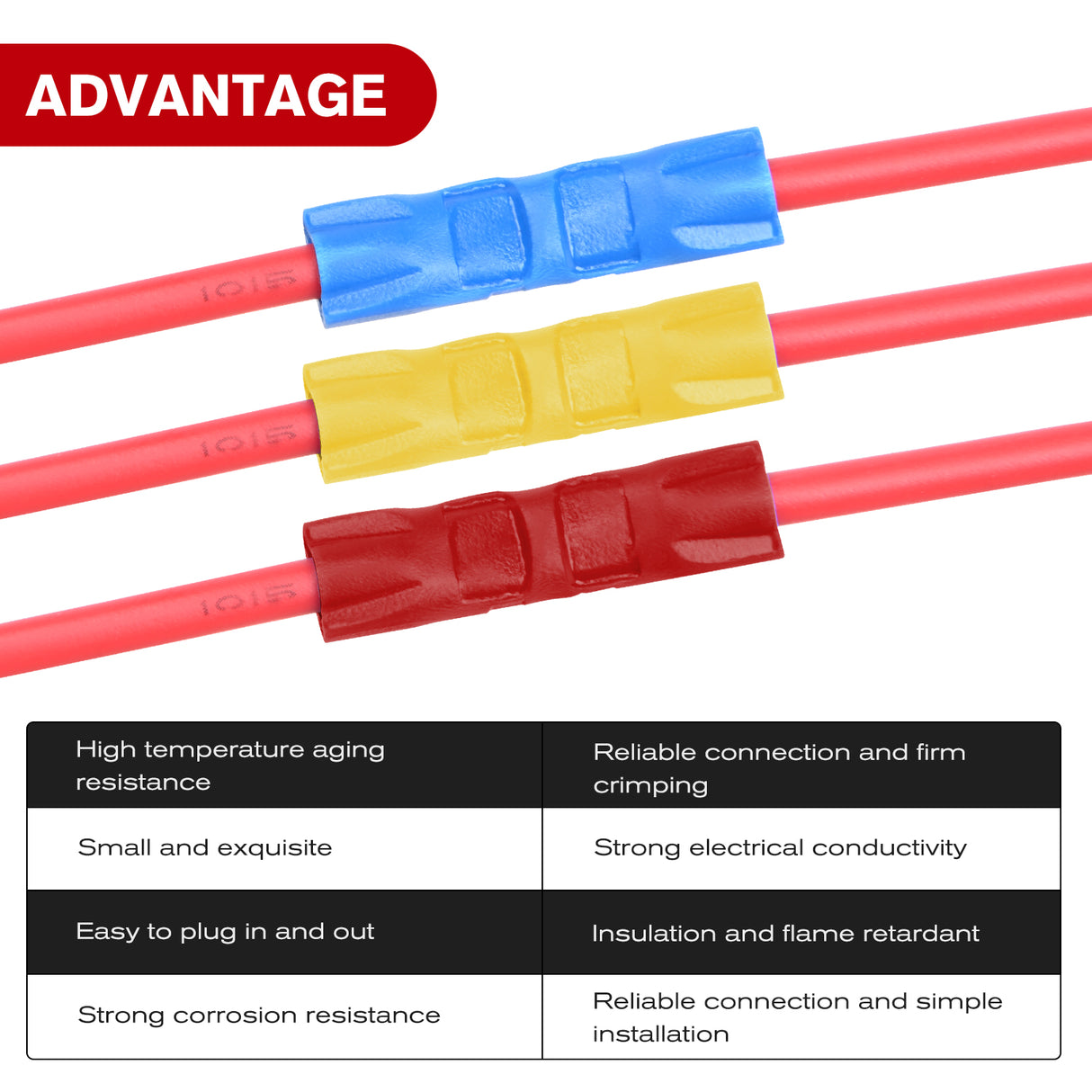 Nilight 200PCS Electrical Butt Connectors AWG 22-10 Insulated Wire Crimp Connector Splice Blue Red Yellow for Automotive Marine Wiring