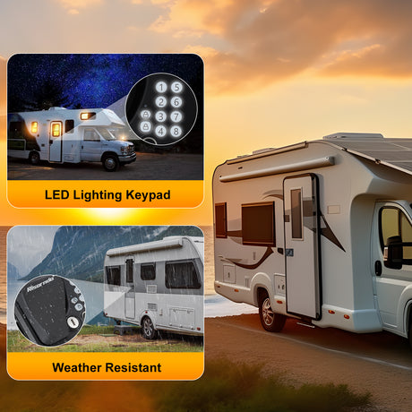 RV Parts RV Door Lock Keyless Entry, 4-in-1 RV Locks Replacement with APP, Fingerprint, Password, Keys, Bluetooth RV Keyless Entry Door Lock for Camper, Not fit Class A or Class C RVs