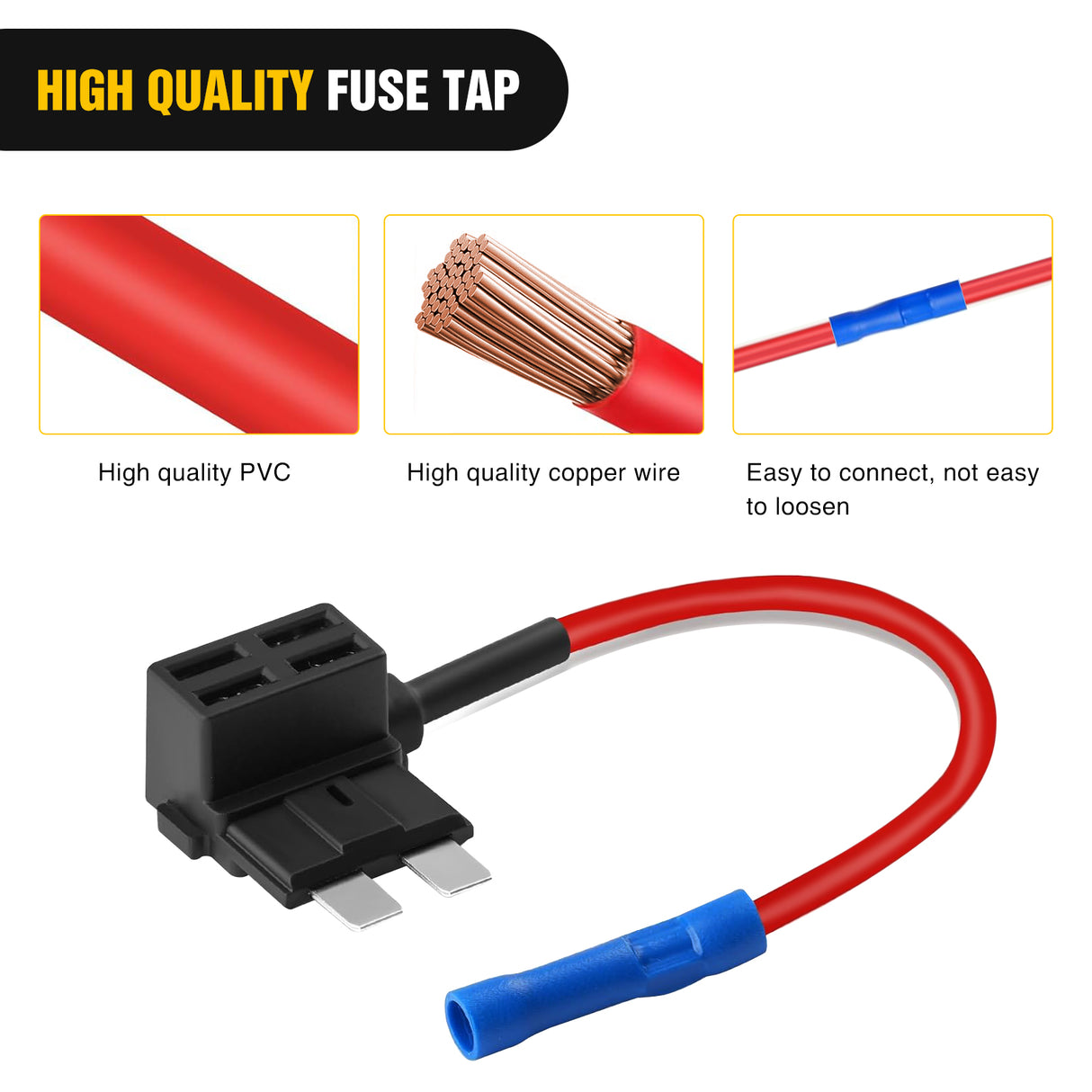 Nilight 24 Pcs 12V Car Add-a-Circuit Fuse Tap Holder Standard Mini Micro2 and Low Profile Fuses Taps 4 Types ATO ATC ATM APM for Cars Trucks Boats