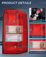 Nilight Taillight Assembly Compatible with 2008 2009 2010 2011 2012 2013 2014 2015 2016 2017 Jeep Patriot Tail Light OE Style Rear Lamp Replacement Driver and Passenger Side w/Bulbs