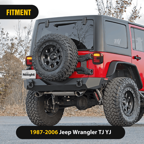 Nilight Tail Light Covers, 2PCS Black Rear Brake Light Guards Protector Exterior Accessories for 1987-2006 Wrangler TJ YJ
