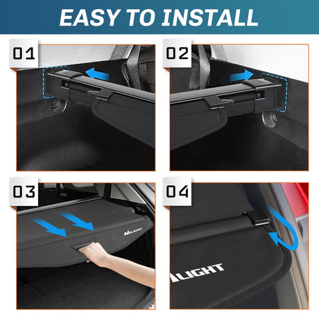 Nilight 2018- 2024 Chevy Equinox GMC Terrain Retractable Trunk Cargo Cover With Trunk Storage Net