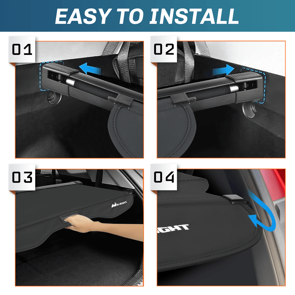 Nilight 2013-2019 Ford Escape Retractable Trunk Cargo Cover With Trunk Storage Net