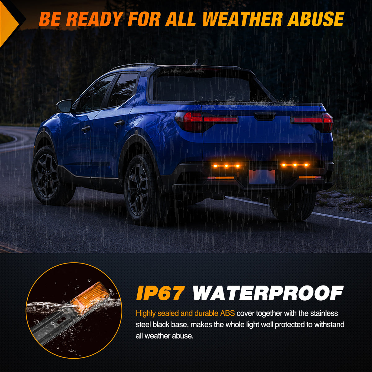 9 LED Marker Tail Trailer Light Bar 14.2Inch 2 PCS Amber Clearance Identification Running Mark ID Rear Stainless Steel Bracket for 12V Pickup Truck RV Boat