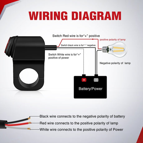 Vehicle Parts & Accessories Motorcycle Handlebar Switch Plug and Play 12V ATV Light Switches Dual Push Button Waterproof ON Off for UTV Driving Lights Fits 22mm Handlebars