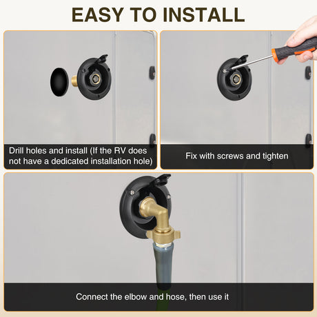 Nilight RV City Water Inlet with Check Valve 1/2Inch NPT Male to 3/4Inch GHT Female Brass City Water Fill Inlet Flange Connection Fittings for RV Camper Trailer Marine Hose Water Inlet Connector Replacement