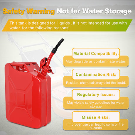 Gas Can Metal Gas Can 5 Gallon with Spout System and Handle, 20 Litre Metal Container for Gasoline Trucks Cars ATV Motorcycle Equipment, No Spill Steel Safety Gas Fuel Cans Red, 1 Pack