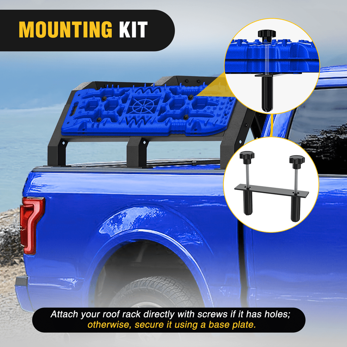 Off-Road Recovery Traction Boards For 4WD 4X4 with Jack Lift & Carry Bag (Blue) Nilight