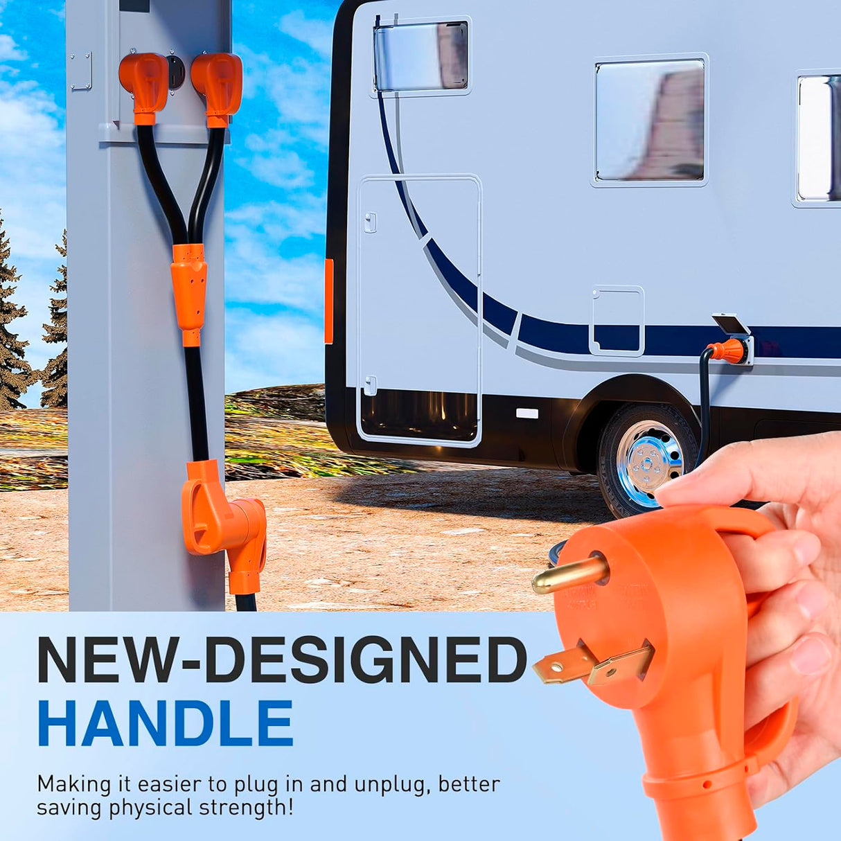 Nilight RV Y Splitter Adapter Cord 30 Amp to 50 Amp TT-30P Male Plug to 14-50R Female Receptacle Heavy Duty Electrical STW Wire Waterproof Cord for RV Camper Van Trailer