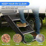Nilight RV Step Covers 4 Pack 24 x 7.5 inches, Non Slip Camper Steps RV Step Rug with Hook & Loop Works on Electrical & Manual RV Stairs Carpet Rug for Mobile Home Camper Trailers Steps Outside, Gray