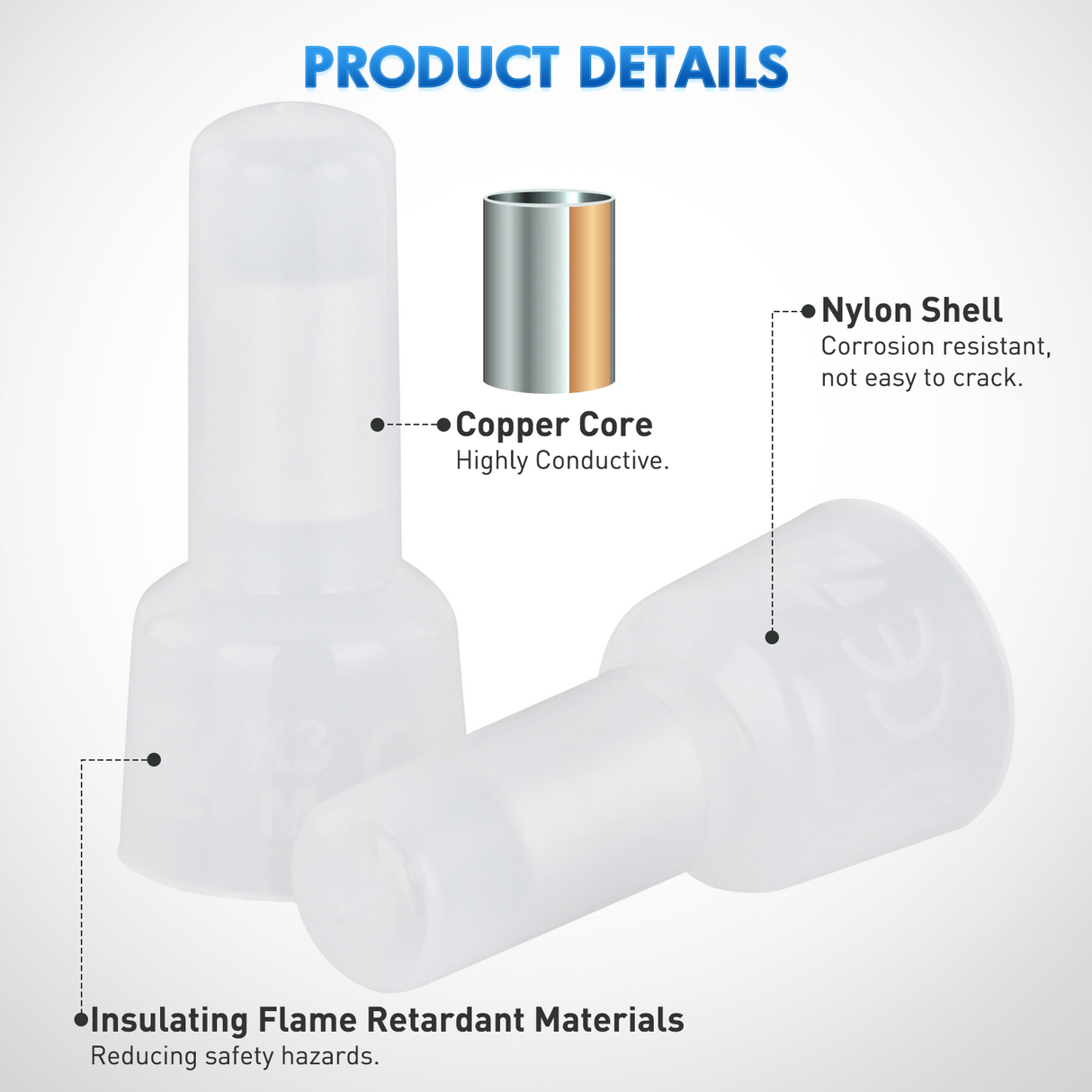 Nilight 300PCS CE5 Closed End Crimp Terminal 12-10 Gauge Nylon Insulated Closed End Wire Cap Wire Connectors Crimp Cap Terminals Connectors for Automotive Car Truck Boats Marine Electrical Wiring