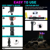 LED Whip Light 2 PCS 3FT COB RGB Lighted Antenna Whips with Spring Base Remote & App Control DIY Patterns Turn Brake Reverse Lights for Can-am Offroad ATV UTV RZR Polaris Dune Buggy Truck