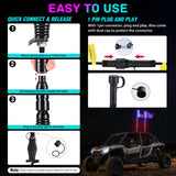 LED Whip Light 2 PCS 4FT COB RGB Lighted Antenna Whips with Spring Base Remote & App Control DIY Patterns Turn Brake Reverse Lights for Can-am Offroad ATV UTV RZR Polaris Dune Buggy Truck