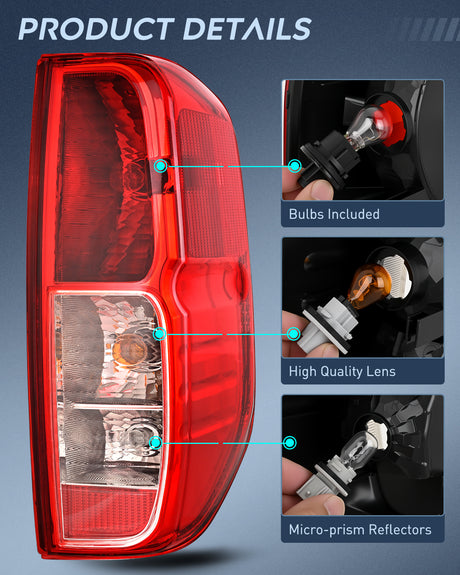 Nilight Taillight Assembly Compatible with 2005 2006 2007 2008 2009 2010 2011 2012 2013 2014 2015 2016 2017 2018 2019 2020 2021 Nissan Frontier and 2009-2012 Suzuki Equator Right Passenger Side