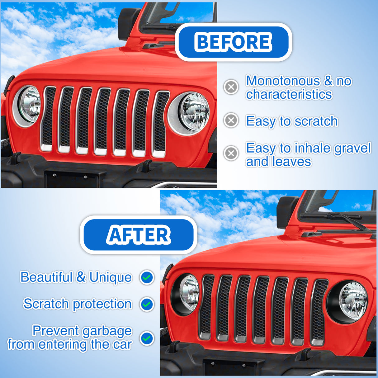 Nilight Grill Inserts fit for Jeep Wrangler Front Grille Inserts Headlight Cover Set for JL JLU Unlimited Sport SportS 2018 2019 2020 2021 2022 2023 Grille Bezels Trim Exterior Accessories Black 9 Pcs