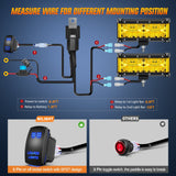 LED Light Bar 2PCS 7Inch Triple Row Spot Flood Combo Yellow Beam with 5Pin Rocker Switch Wiring Harness Kit