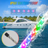 Boat Navigation Whip Light 3FT 360° Visibility 2NM Coast Guard Compliant 400+ Patterns with Remote Plug-in Base LED Spiral Boats Stern Lights for Night Fishing, Yacht, Pontoon Accessories