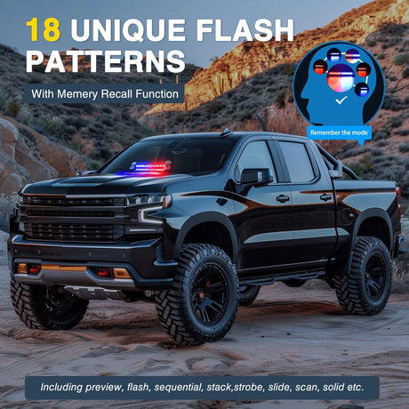 Nilight 12LED Traffic Advisor Strobe Light Bar Red Blue Emergency Warning Hazard Safety Dash Front/Rear Windshield Flashing Lights for Cars Trucks Police Firefighter Plow Construction Vehicles