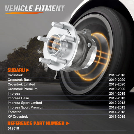 Motor Vehicle Parts Rear Wheel Bearing and Hub Assembly for Subaru Forester 2014 2015 2016 2017 2018, Impreza 2012-2019 2020-2021, Crosstrek 2016-2021, XV Crosstrek 2013-2015 with 5-Lug, OEM 512518