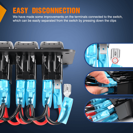 5 Gang Switch Panel With QC3.0 & PD Charger And Voltmerter with Orange Backlit Nilight