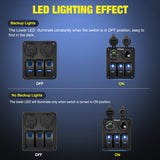 Nilight 3 Gang Rocker Switch Panel Pre-Wired Aluminum with PD Type C and USB Cigarette Lighter Socket Night Glow Stickers 12V 24V ON Off Switches for Car Trucks Boats RVs