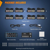 Nilight 8PCS Led Strobe Lights with Controller 12V 24V Sync Feature Red White Strobe Light 12 LED Surface Mount Emergency Hazard Warning Lights with Strobe Controller for Vehicle Car Truck RV ATV