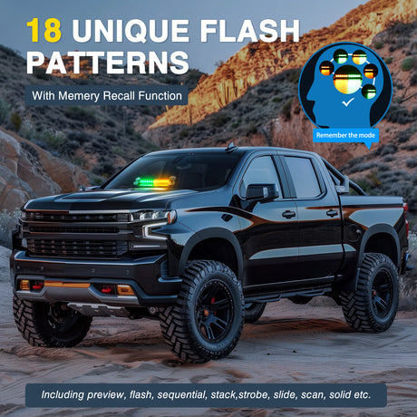 Nilight 12LED Traffic Advisor Strobe Light Bar Amber Green Emergency Warning Hazard Safety Dash Front/Rear Windshield Flashing Lights for Cars Trucks Police Firefighter Plow Construction Vehicles