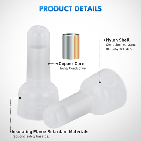 Nilight 300PCS CE2 Closed End Crimp Terminal 16-14 Gauge Nylon Insulated Closed End Wire Cap Wire Connectors Crimp Cap Terminals Connectors for Automotive Car Truck Boats Marine Electrical Wiring