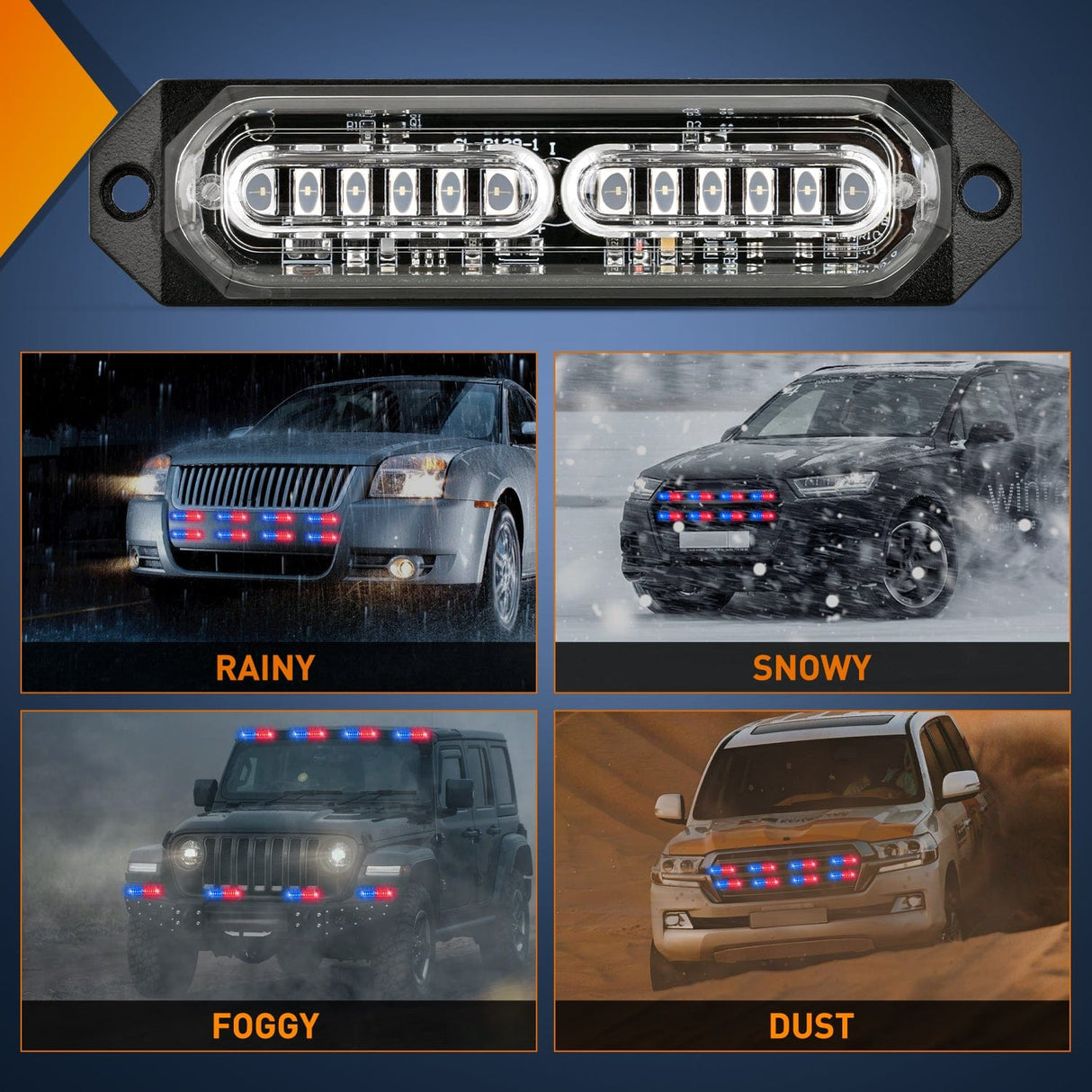 Nilight 8PCS 12LED Red Blue White Emergency Strobe Lights