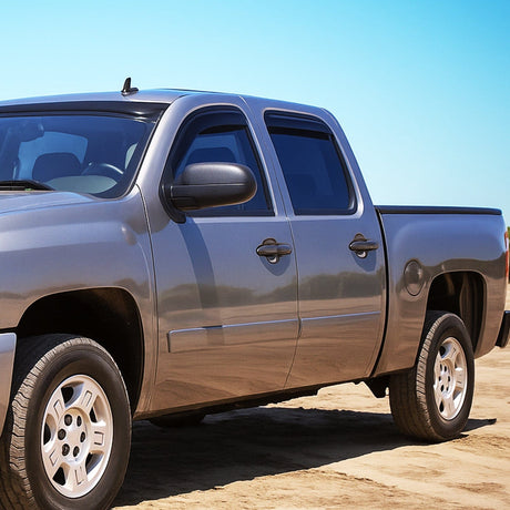 Nilight Tape-On Rain Guards for Chevy Silverado 1500 Crew Cab 2007 2008 2009 2010 2011 2012 2013, Window Visors Vent Wind Deflectors-4PCS