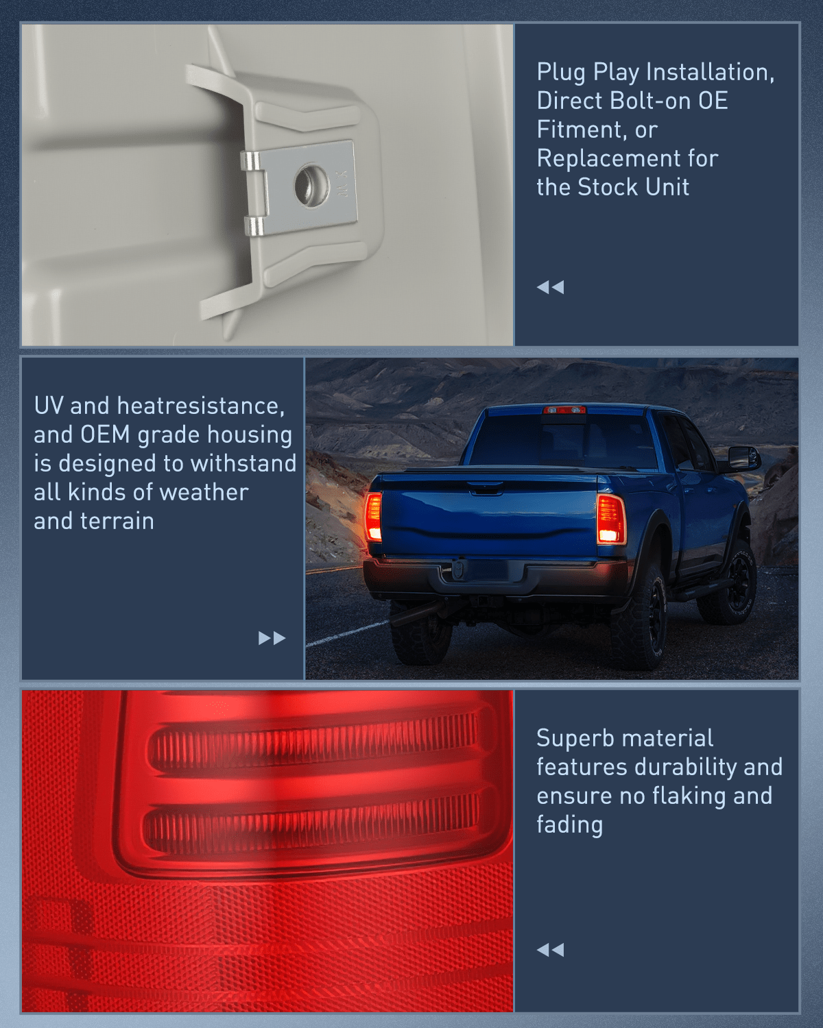 Nilight Taillight Assembly Compatible with 2013 2014 2015 2016 2017 2018 Dodge Ram 1500 2014-2018 Ram 2500 3500 LED Style Driver Side Rear Tail Light with Bulbs