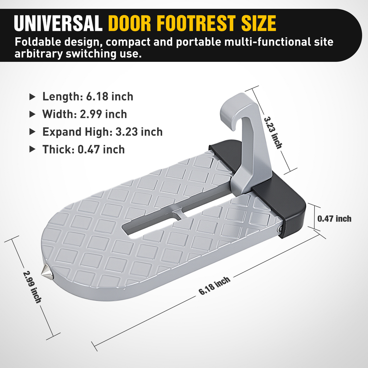 Nilight Car Door Step for Roof Access Universal Car Step Hook for Roof SUV Trucks Folding Aluminum Alloy Vehicle Door Latch Step Pedal With Glass Breaker Safety Hammer, Max Load 400lbs, 2 Pack Gray