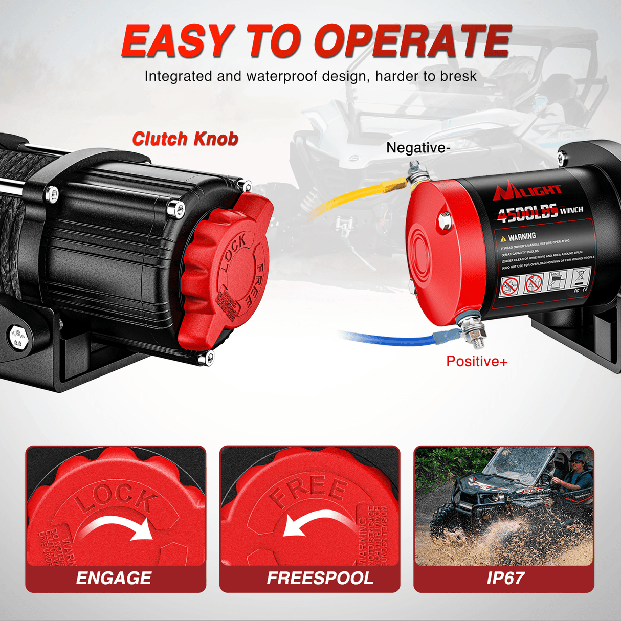 winch hook 4500 lb ATV/UTV Electric Winch Kit With Synthetic Winch Rope