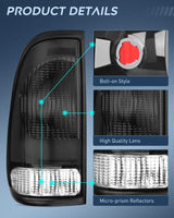 Taillight Assembly 1997 1998 1999 2000 2001 2002 2003 Ford F150 1997 1998 1999 Light Duty 1999 2000 2001 2002 2003 2004 2005 2006 2007 Ford Super Duty Taillight Assembly Smoke Housing Rear Lamp Replacement OE Style Driver Passenger Side