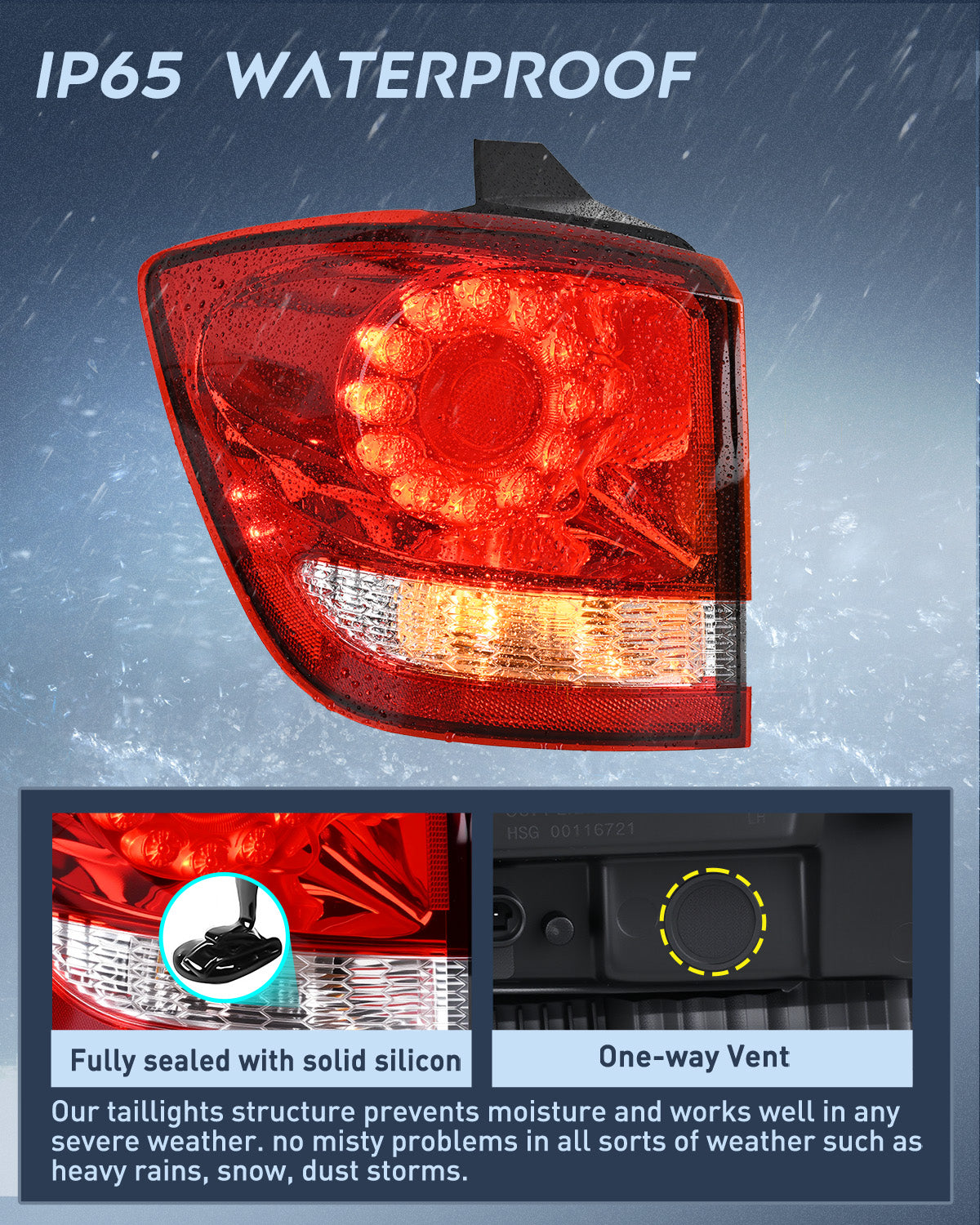 Nilight Taillight Assembly Compatible with 2011 2012 2013 2014 2015 2016 2017 2018 2019 2020 Dodge Journey Outer Tail Light Left Drive Side