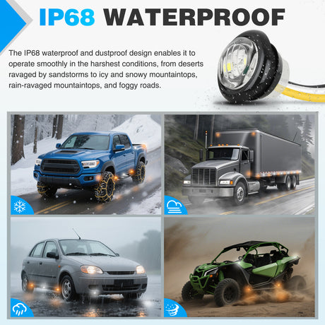 Nilight 3/4Inch Dual Color Marker Light 10PCS Amber to White Turn Signal Auxiliary Side Marker Clearance Indicator Bullet Lights 3 Plug IP68 Waterproof for Trailer Truck Pickup Camper RV ATV UTV Van Bus