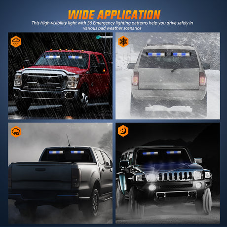 Nilight Led Strobe Light 144 LED Strobe Traffic Advisor Light Bar Blue White with Controller 2 in 1 Automotive Emergency Warning Flashing Police Windshield Lights Bars for Cars Tow Plow Trucks Construction Vehicles