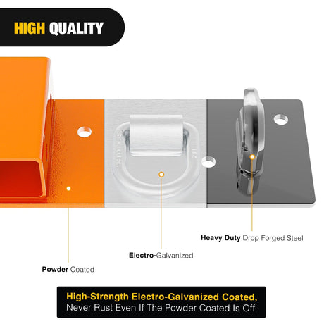 Nilight 3/8Inch Tractor Bucket Grab Hooks with 1/2Inch Tie Down Ring and 2Inch Receiver Grade 70 Forged Steel Bolt-On for John Deere Compact Tractor Bucket RV UTV Truck Max 4700LBS, Orange