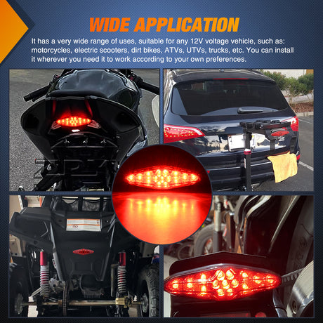 Nilight Motorcycle Tail Lights LED Brake Running Light with License Plate Bracket Dirt Bike Rear Lighting Compatible with Honda Yamaha Kawasaki Suzuki Chopper Turing Cruiser, Red